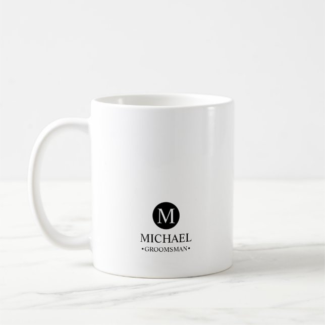 Classic Personalized Groomsmen Monogram and Name Coffee Mug (Left)