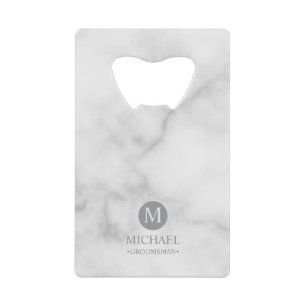 Classic Personalized Groomsmen Monogram and Name Credit Card Bottle Opener