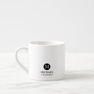 Classic Personalized Groomsmen Monogram and Name Espresso Cup
