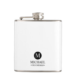 Classic Personalized Groomsmen Monogram and Name Flask