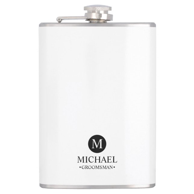 Classic Personalized Groomsmen Monogram and Name Flask (Front)