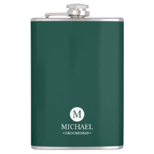 Classic Personalized Groomsmen Monogram and Name Flask