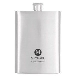 Classic Personalized Groomsmen Monogram and Name Flask