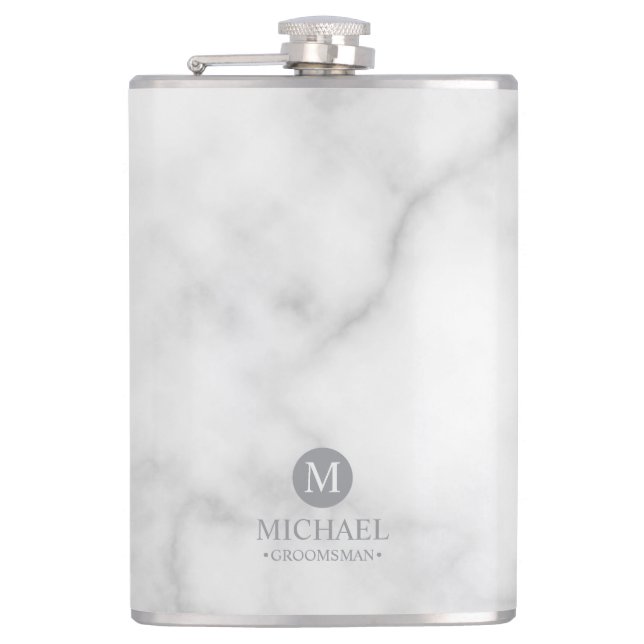 Classic Personalized Groomsmen Monogram and Name Flask (Front)