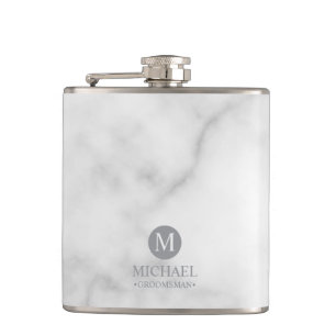 Classic Personalized Groomsmen Monogram and Name Flask