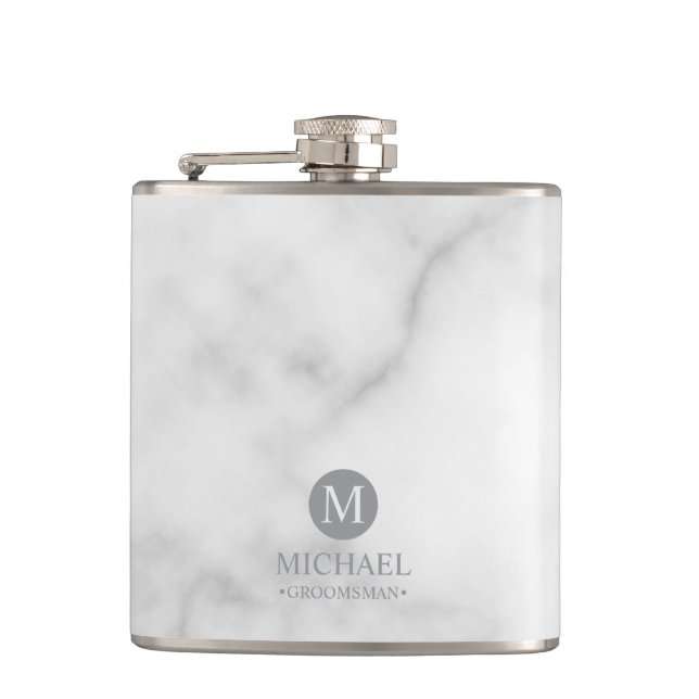 Classic Personalized Groomsmen Monogram and Name Flask (Front)