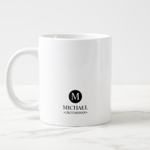 Classic Personalized Groomsmen Monogram and Name Giant Coffee Mug