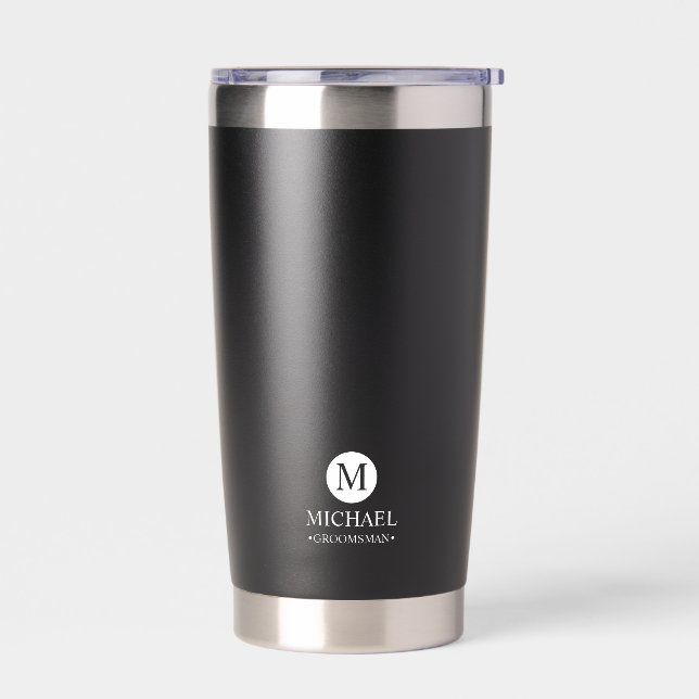 Classic Personalized Groomsmen Monogram and Name Insulated Tumbler (Left)