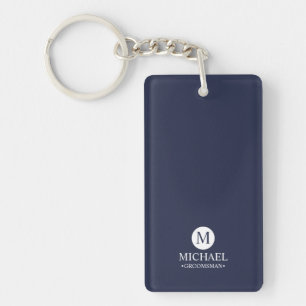 Classic Personalized Groomsmen Monogram and Name Keychain
