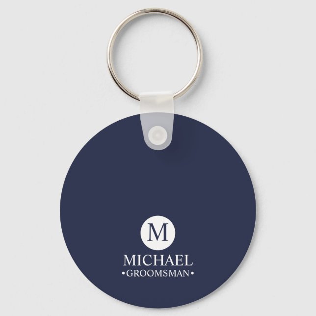 Classic Personalized Groomsmen Monogram and Name Keychain (Front)