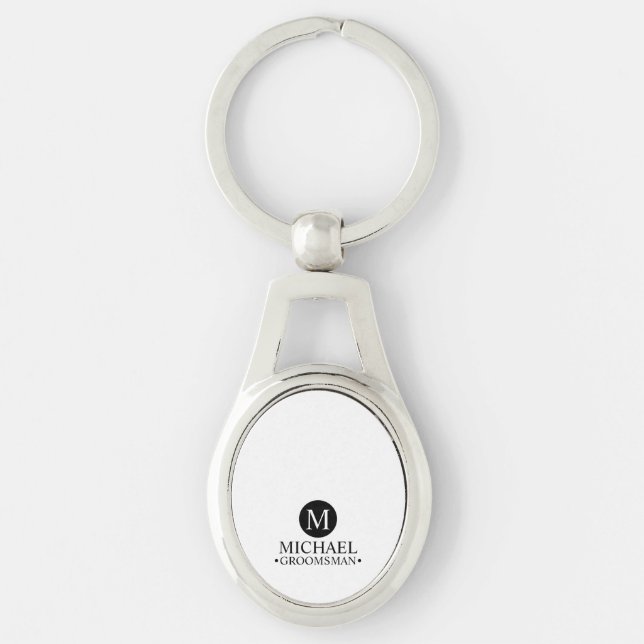 Classic Personalized Groomsmen Monogram and Name Keychain (Front)