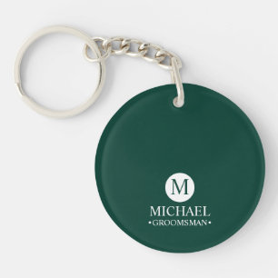 Classic Personalized Groomsmen Monogram and Name Keychain