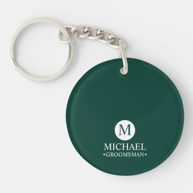 Classic Personalized Groomsmen Monogram and Name Keychain (Front)