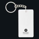 Classic Personalized Groomsmen Monogram and Name Keychain<br><div class="desc">Add a personal touch to your wedding with a customized groomsmen gift! This stylish gift features a white background with an initial inside a black circle. The name and title are written in a classic black serif font. A meaningful keepsake, this thoughtful gift is also perfect for your best man,...</div>