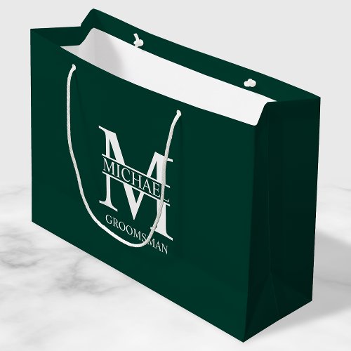 Classic Personalized Groomsmen Monogram and Name Large Gift Bag