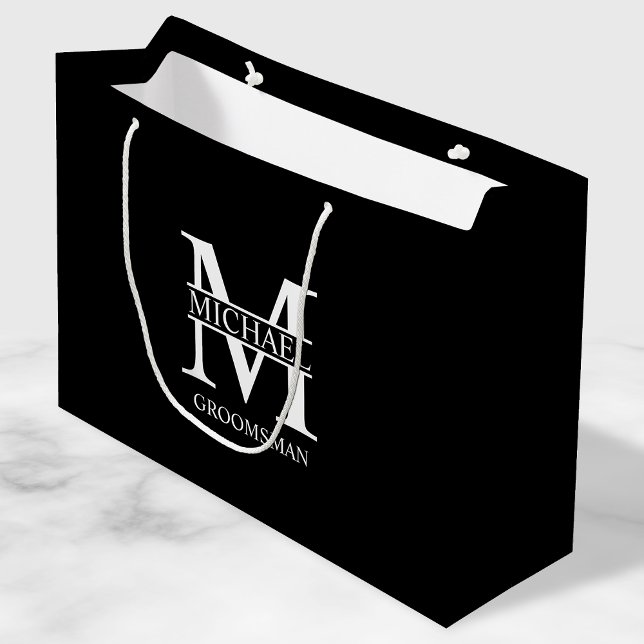 Classic Personalized Groomsmen Monogram and Name Large Gift Bag (Creator Uploaded)