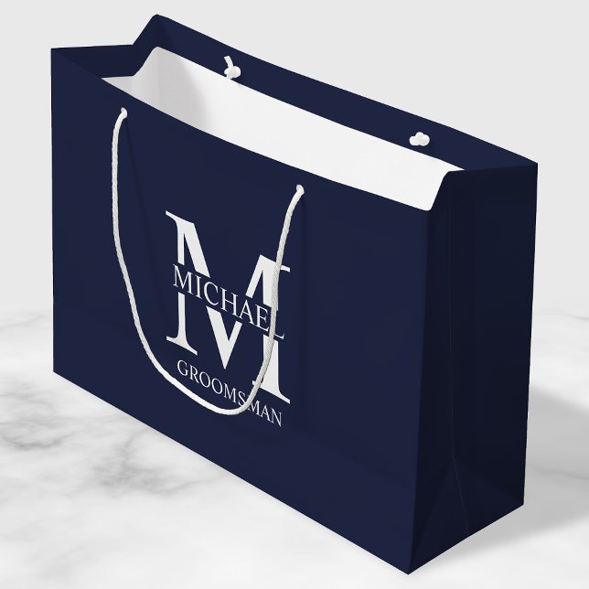 Classic Personalized Groomsmen Monogram and Name Large Gift Bag (Creator Uploaded)