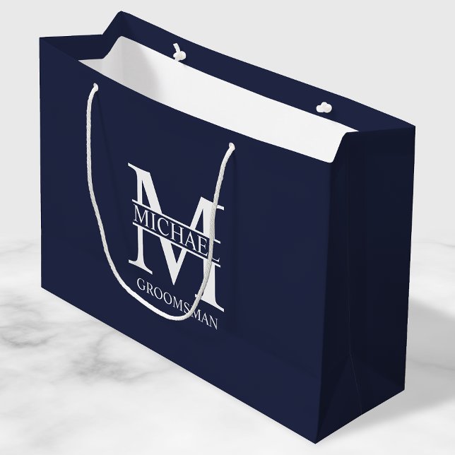 Classic Personalized Groomsmen Monogram and Name Large Gift Bag (Creator Uploaded)