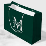 Classic Personalized Groomsmen Monogram and Name Large Gift Bag<br><div class="desc">Classic Personalized Groomsmen Gifts
featuring personalized groomsman's monogram,  name and title in white classic serif font style on emerald green background.

Also perfect for best man,  father of the bride and more.</div>