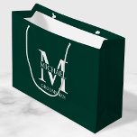 Classic Personalized Groomsmen Monogram and Name Large Gift Bag<br><div class="desc">Classic Personalized Groomsmen Gifts
featuring personalized groomsman's monogram,  name and title in white classic serif font style on emerald green background.

Also perfect for best man,  father of the bride and more.</div>