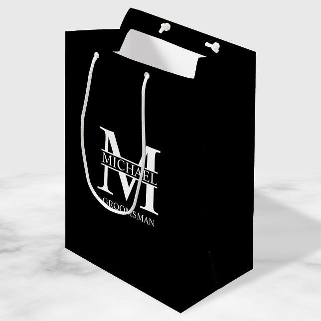 Classic Personalized Groomsmen Monogram and Name Medium Gift Bag (Creator Uploaded)
