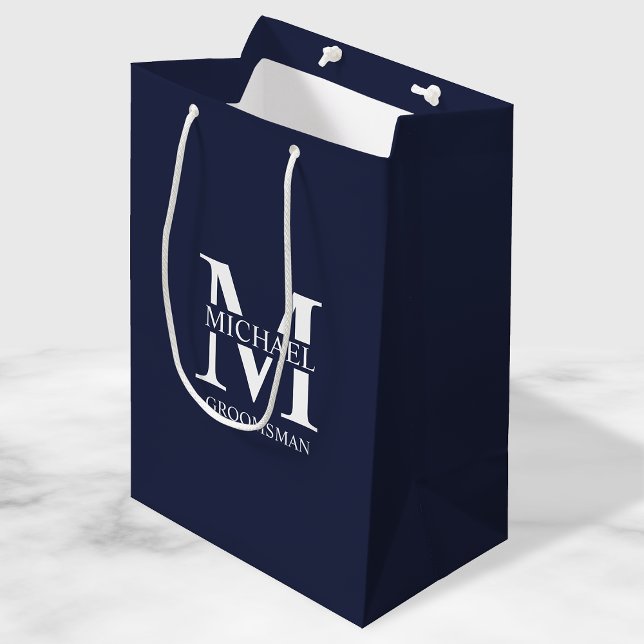 Classic Personalized Groomsmen Monogram and Name Medium Gift Bag (Creator Uploaded)