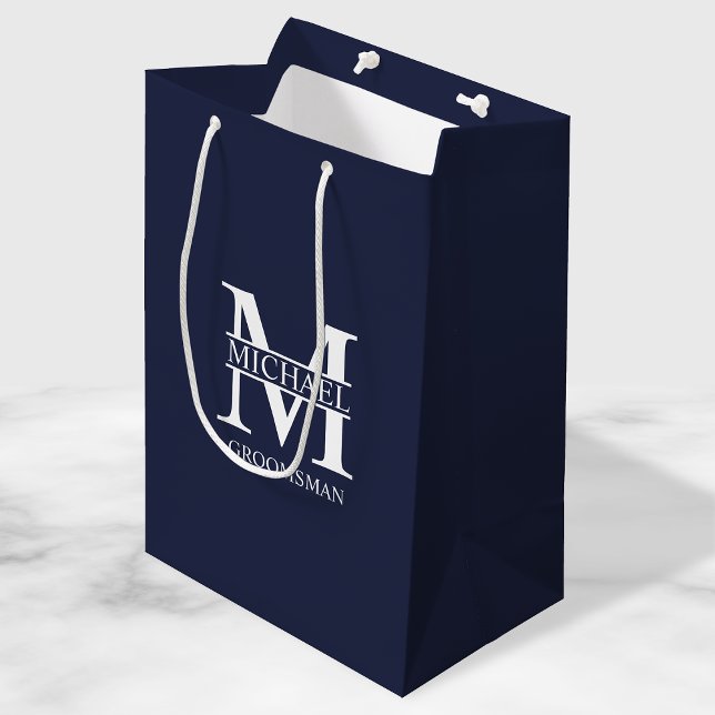Classic Personalized Groomsmen Monogram and Name Medium Gift Bag (Creator Uploaded)