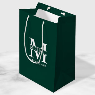 Classic Personalized Groomsmen Monogram and Name Medium Gift Bag