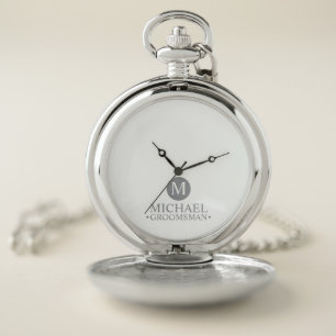 Classic Personalized Groomsmen Monogram and Name Pocket Watch