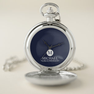 Classic Personalized Groomsmen Monogram and Name Pocket Watch