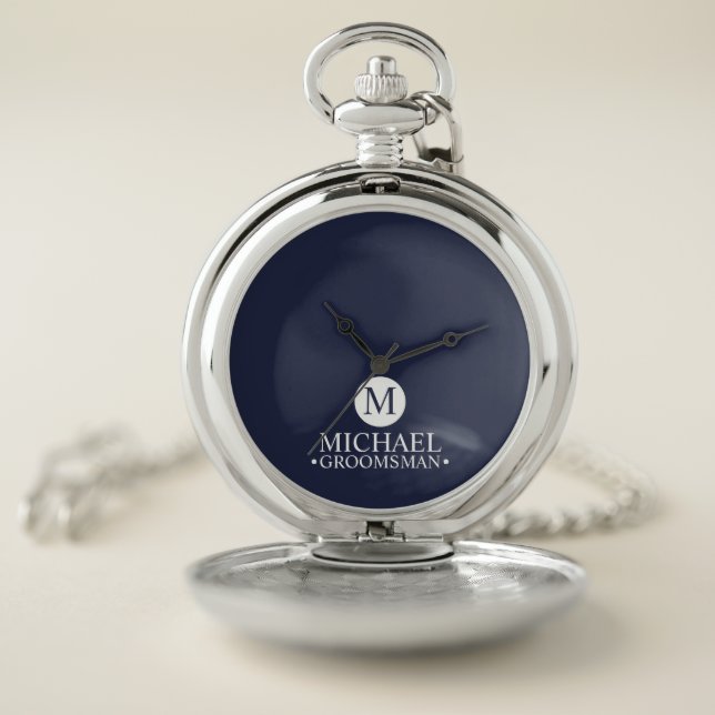 Classic Personalized Groomsmen Monogram and Name Pocket Watch (Inside)