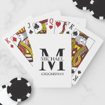 Classic Personalized Groomsmen Monogram and Name Poker Cards<br><div class="desc">Classic Personalized Groomsmen Gifts
featuring personalized groomsman's monogram,  name and title in black classic serif font style on white background.

Also perfect for best man,  father of the bride and more.</div>