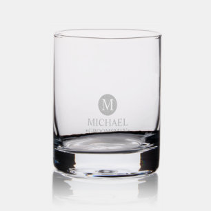 Classic Personalized Groomsmen Monogram and Name Rocks Glass
