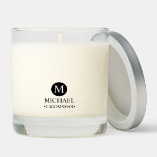 Classic Personalized Groomsmen Monogram and Name Scented Candle