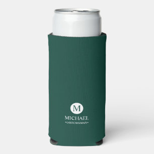 Classic Personalized Groomsmen Monogram and Name Seltzer Can Cooler