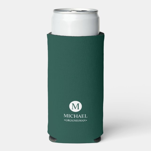 Classic Personalized Groomsmen Monogram and Name Seltzer Can Cooler (Seltzer Front)