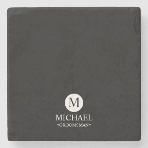Classic Personalized Groomsmen Monogram and Name Stone Coaster