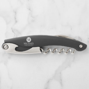 Classic Personalized Groomsmen Monogram and Name Waiter's Corkscrew