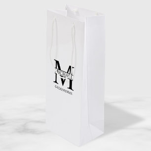 Classic Personalized Groomsmen Monogram and Name Wine Gift Bag