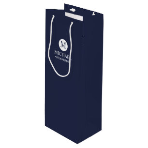 Classic Personalized Groomsmen Monogram and Name Wine Gift Bag