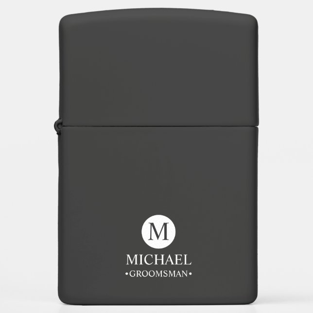 Classic Personalized Groomsmen Monogram and Name Zippo Lighter (Front)