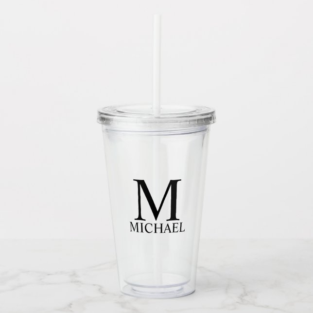 Classic Personalized Monogram and Name Acrylic Tum Tumbler (Front)