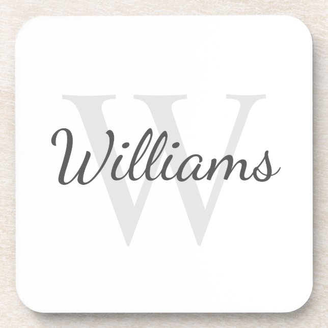Classic Personalized Monogram and Name Beverage Coaster (Front)