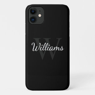 Classic Personalized Monogram and Name Black iPhone 11 Case