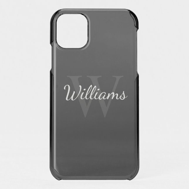 Classic Personalized Monogram and Name Black Uncommon iPhone Case (Back)