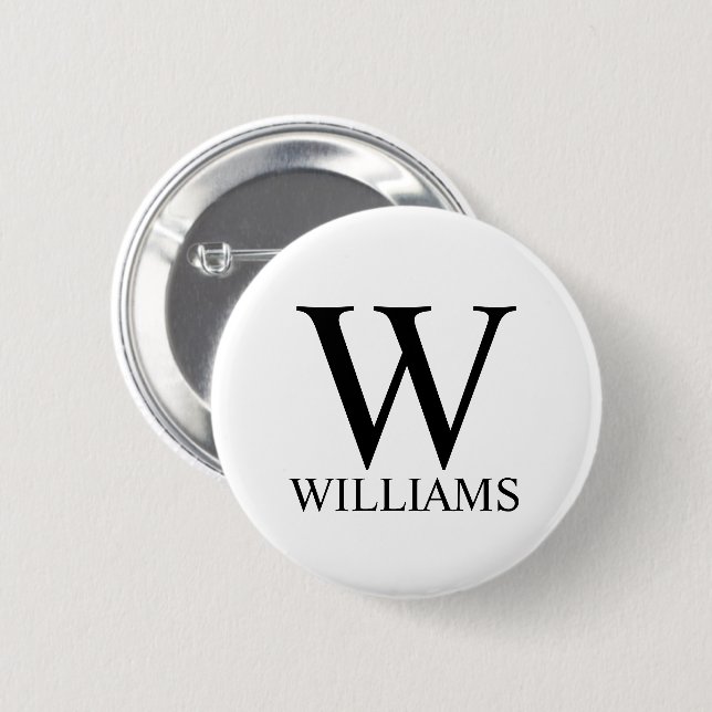 Classic Personalized Monogram and Name Button (Front & Back)