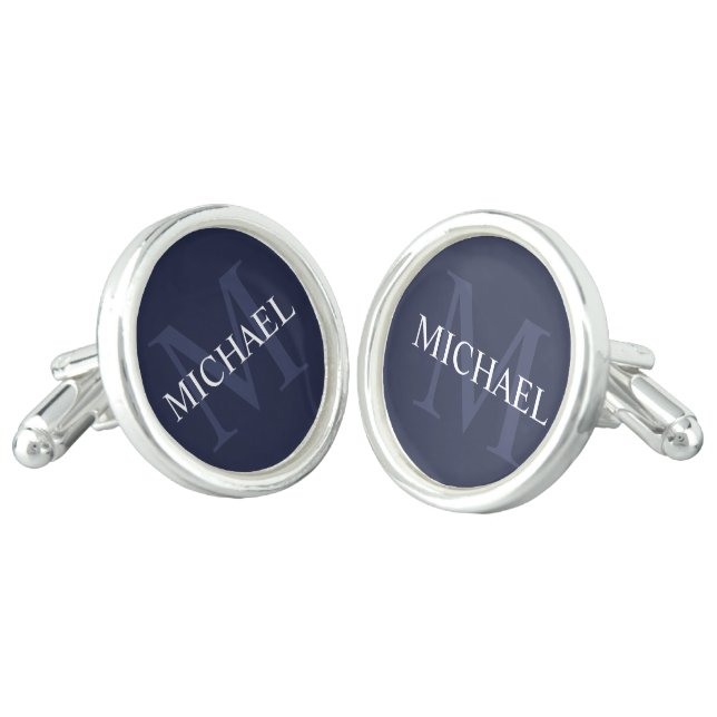 Classic Personalized Monogram and Name Cufflinks (Angled)