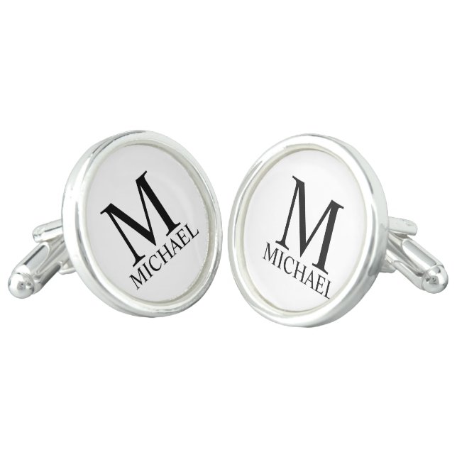 Classic Personalized Monogram and Name Cufflinks (Angled)