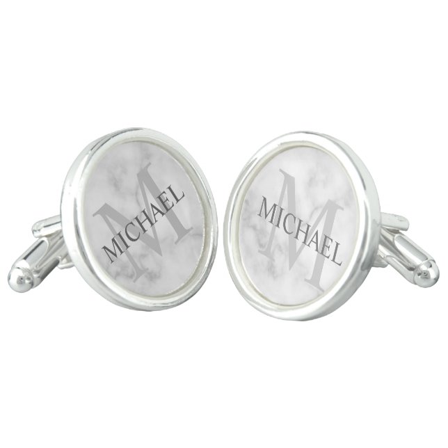 Classic Personalized Monogram and Name Cufflinks (Angled)