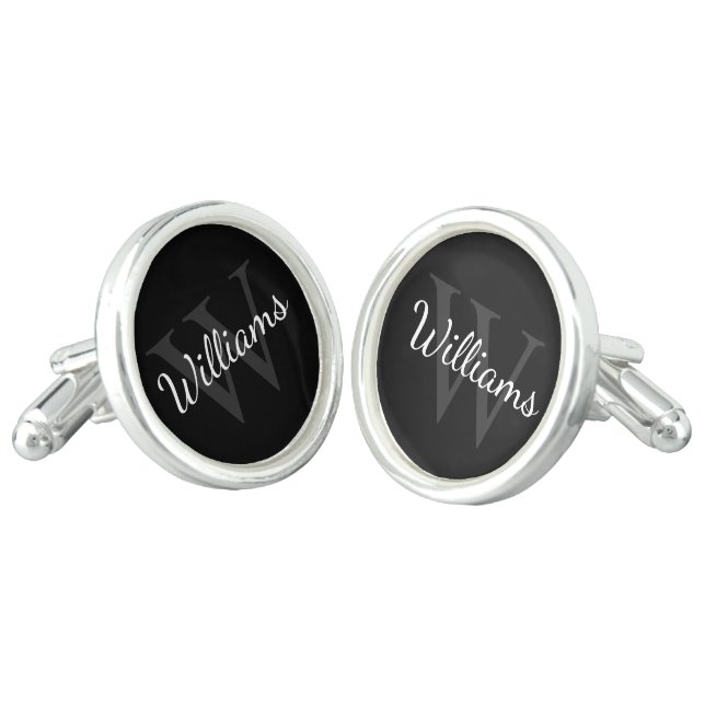 Classic Personalized Monogram and Name Cufflinks (Angled)